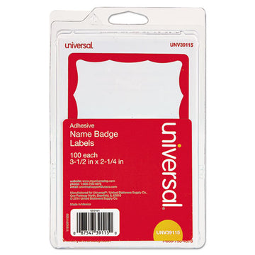 Universal® Border-style Self-adhesive Name Badges, 3 1-2 X 2 1-4, White-red, 100-pack freeshipping - TVN Wholesale